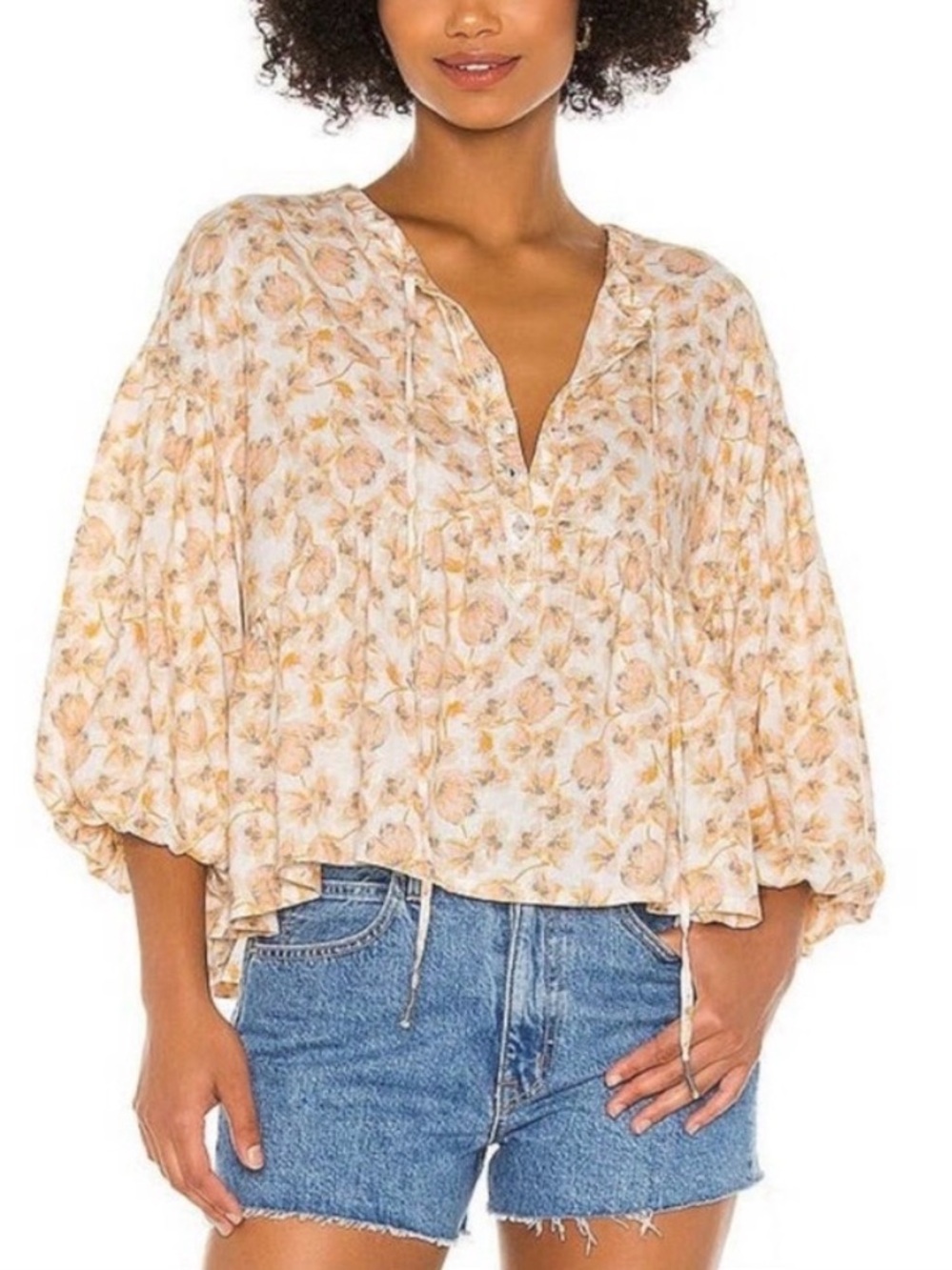Free People We The Free Highlander Floral Linen Blend Blouse XS Boho NWT Sample